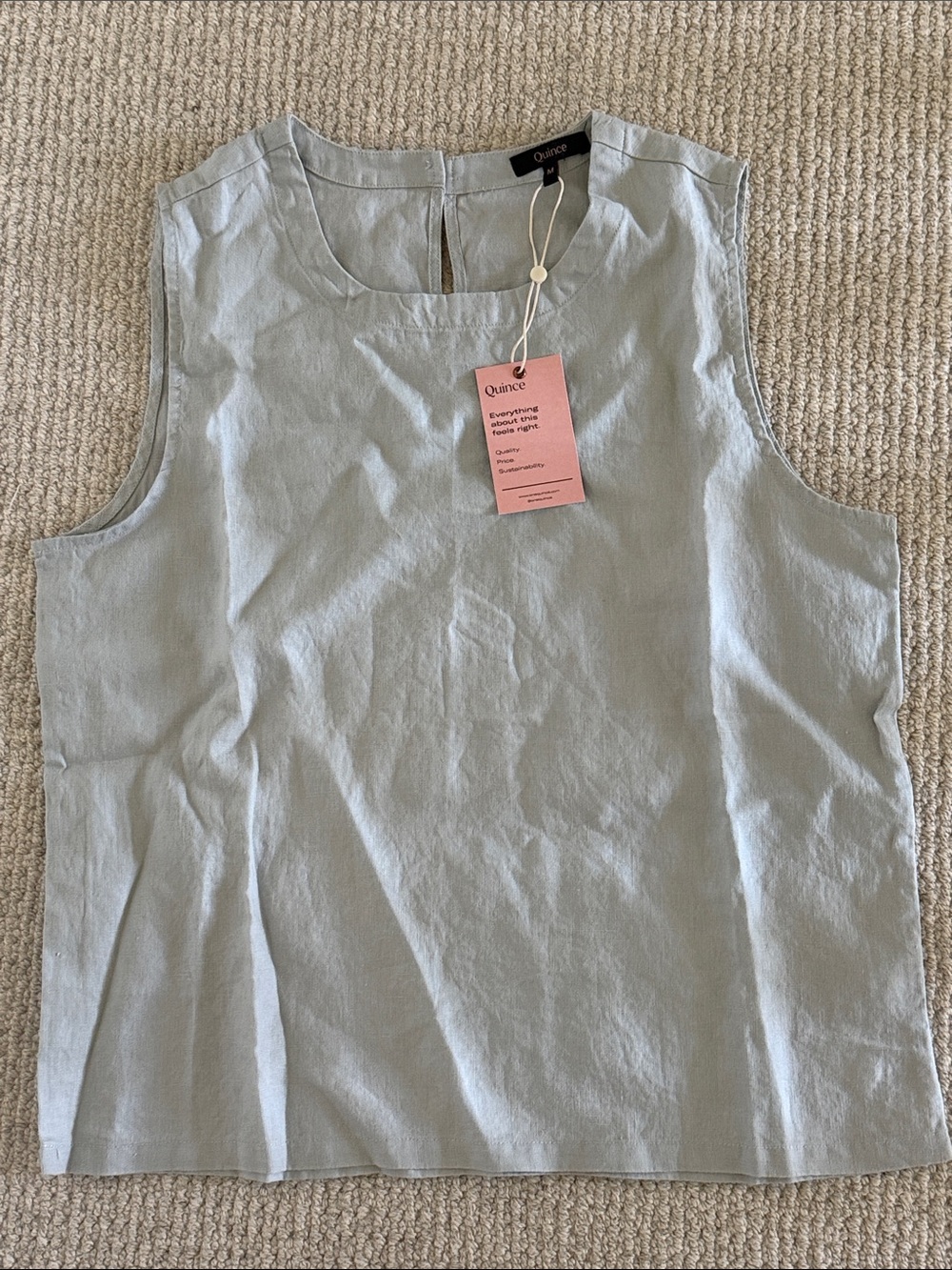 NET Women's Light Gray Sleeveless Linen Tank Top